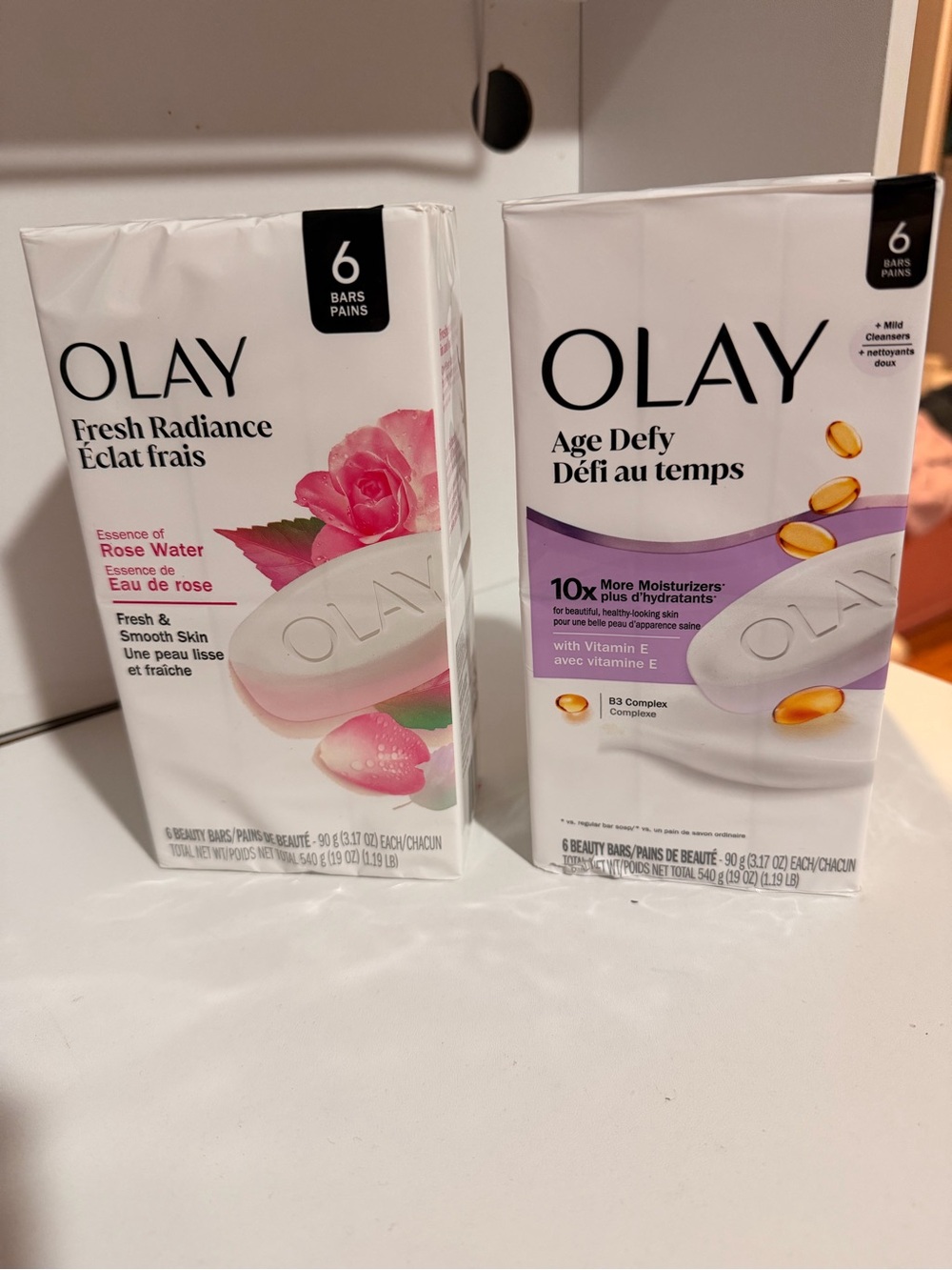 OLAY Fresh Radiance & Age Defy Soap Bars - White, Pink, Purple